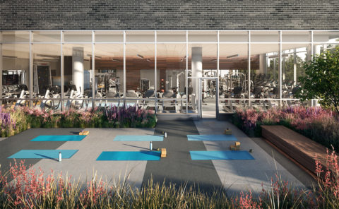 outdoor yoga extended off fitness center