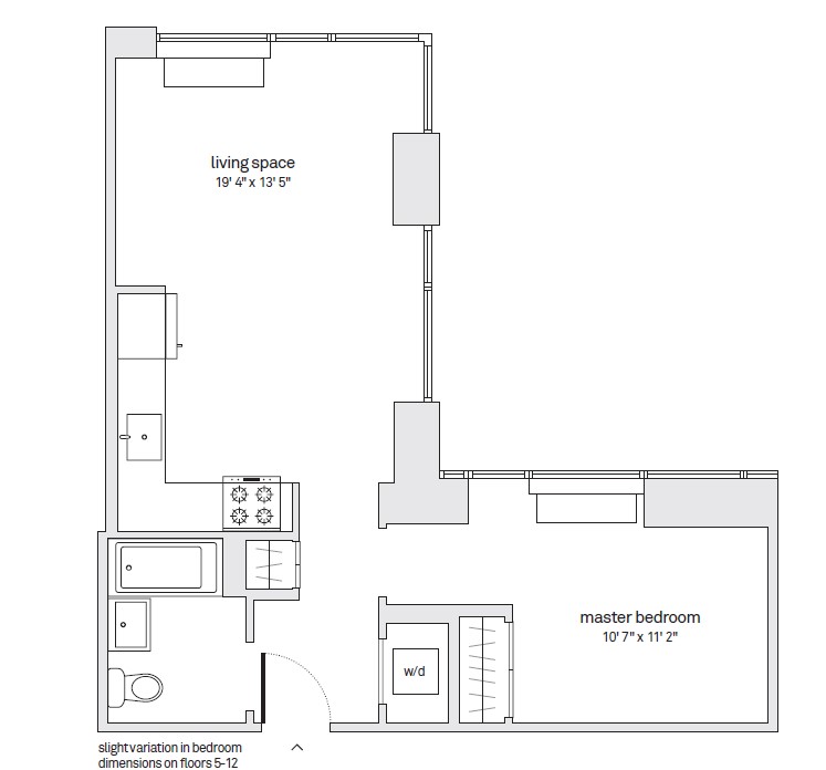 Floorplan of unit 9E.