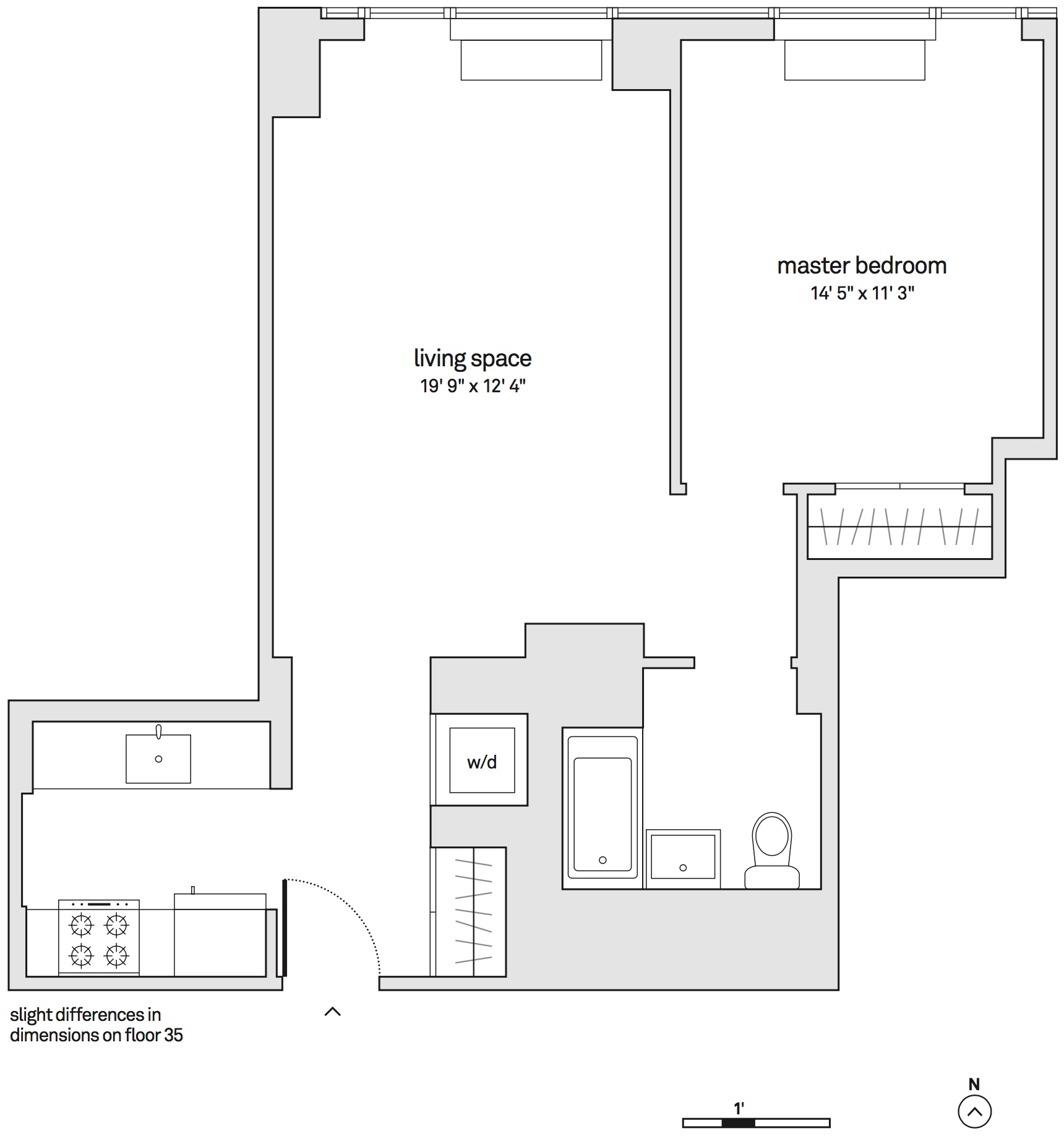 Floorplan of unit 36C.