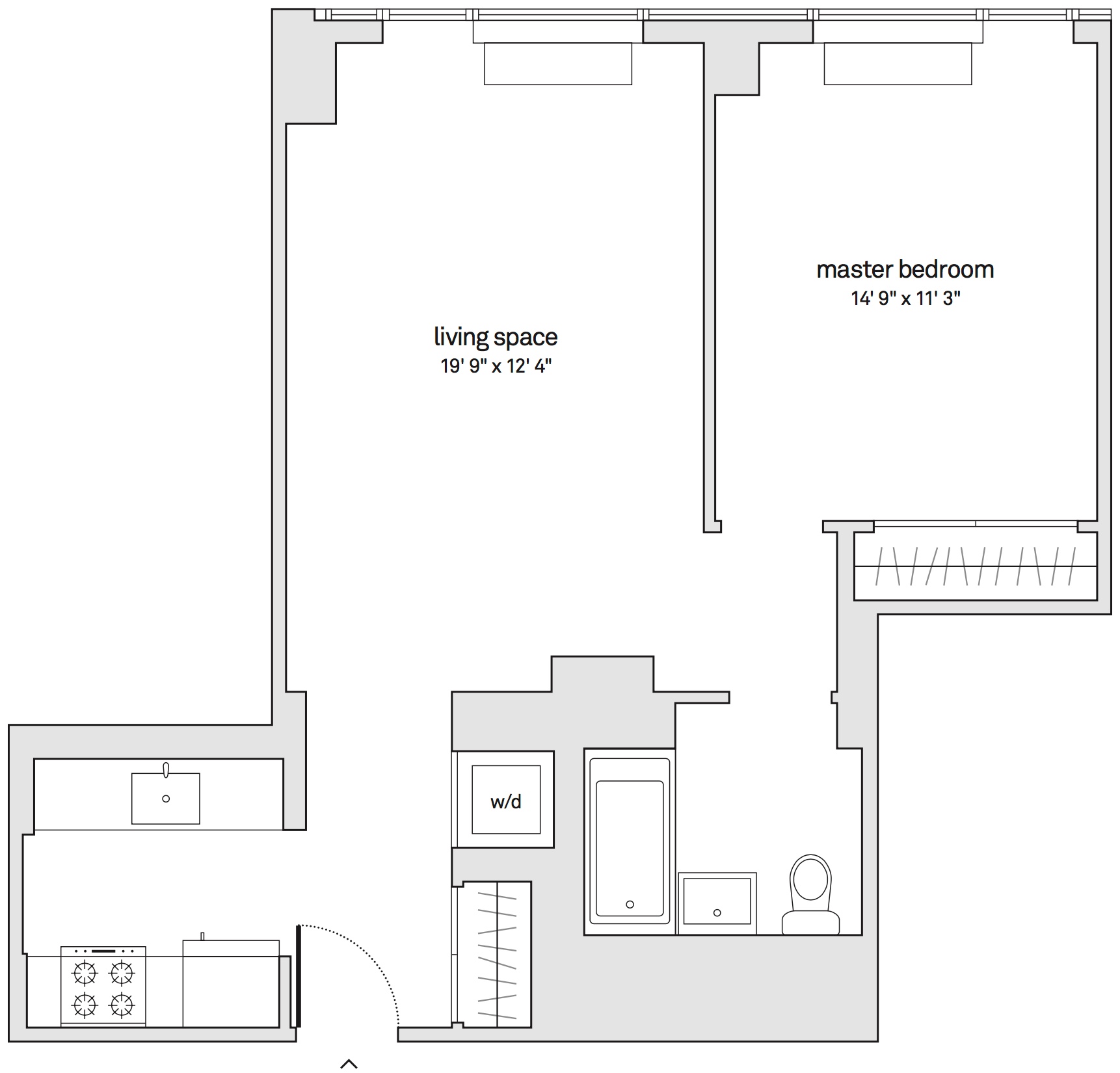 Floorplan of unit PH52C with furniture.