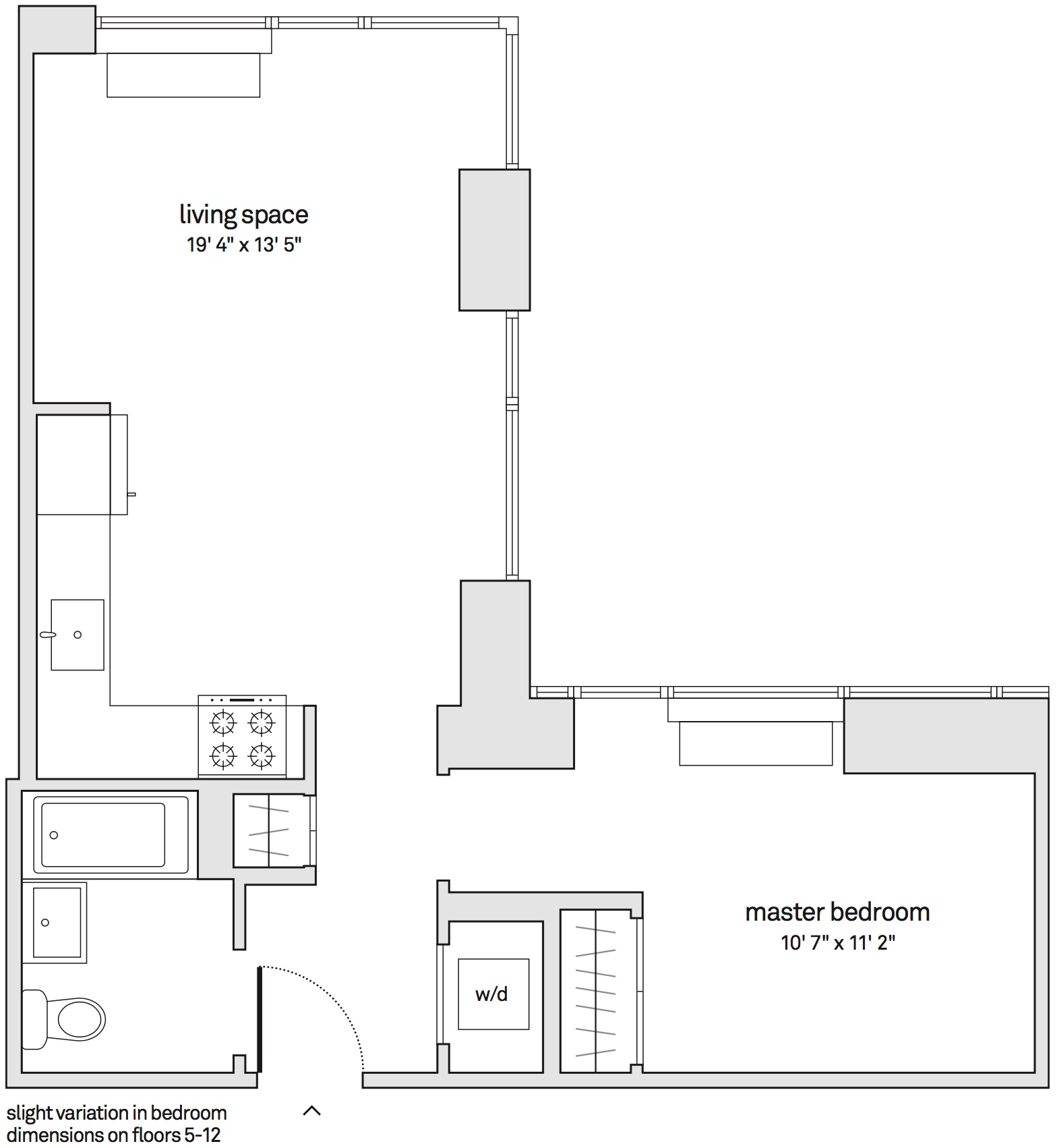 Floorplan of unit 7E.
