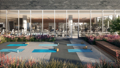 outdoor yoga extended off fitness center